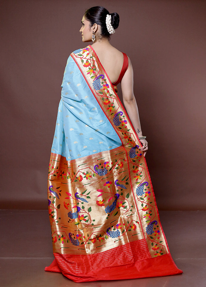 Blue Kanjivaram Silk Saree With Blouse Piece