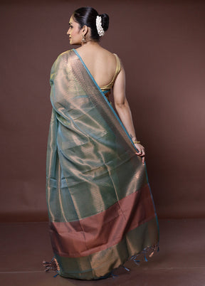 Green Tissue Silk Saree With Blouse Piece