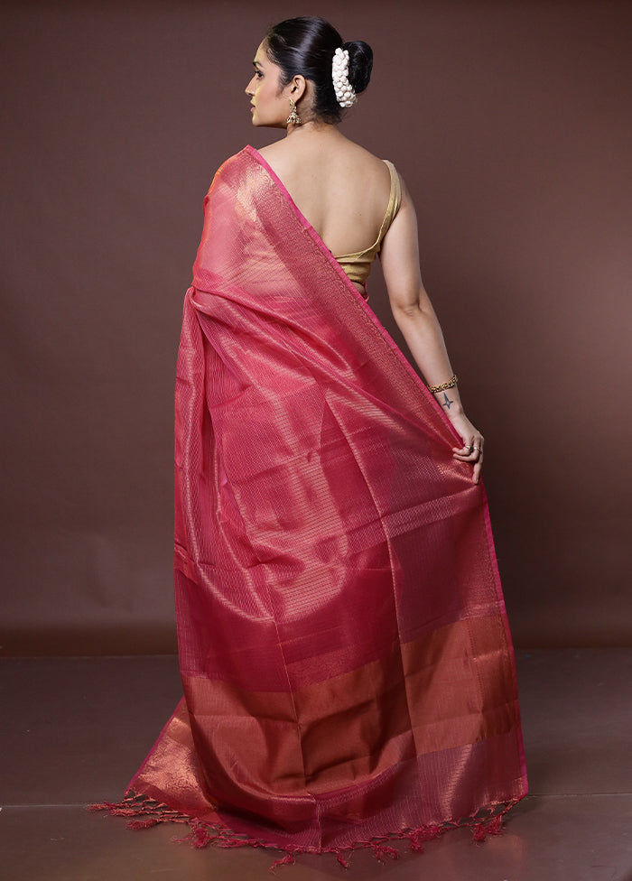 Pink Tissue Silk Saree With Blouse Piece