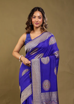 Blue Handloom Pure Georgette Saree With Blouse Piece