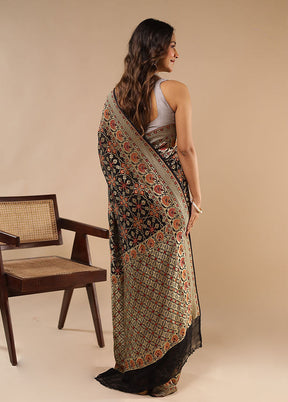 Multicolor Handloom Pure Georgette Saree With Blouse Piece