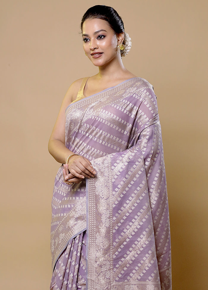 Purple Kora Silk Saree With Blouse Piece