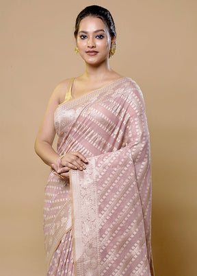 Pink Kora Silk Saree With Blouse Piece