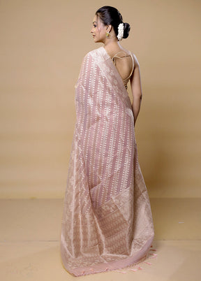 Pink Kora Silk Saree With Blouse Piece