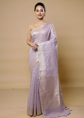 Purple Kora Silk Saree With Blouse Piece