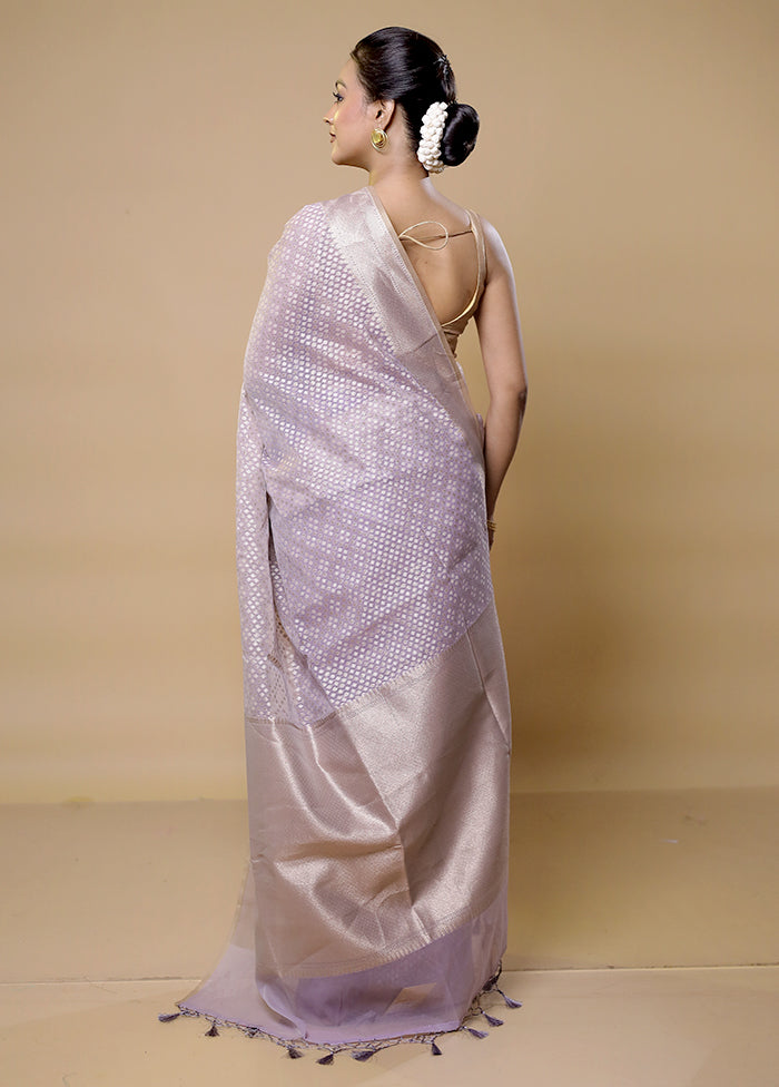 Purple Kora Silk Saree With Blouse Piece