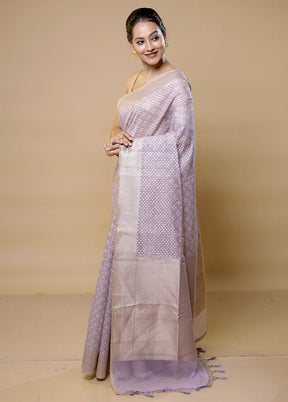 Purple Kora Silk Saree With Blouse Piece