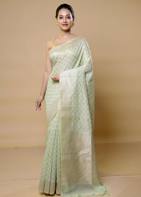 Green Kora Silk Saree With Blouse Piece