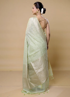 Green Kora Silk Saree With Blouse Piece