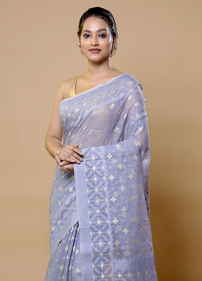 Blue Pure Cotton Saree With Blouse Piece