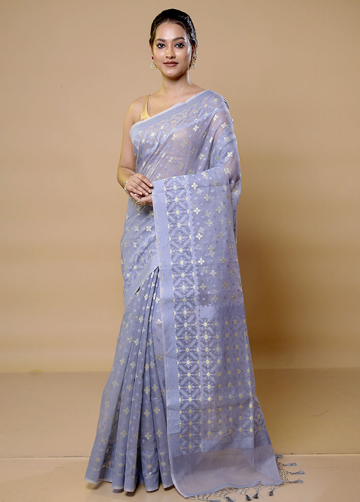 Blue Pure Cotton Saree With Blouse Piece