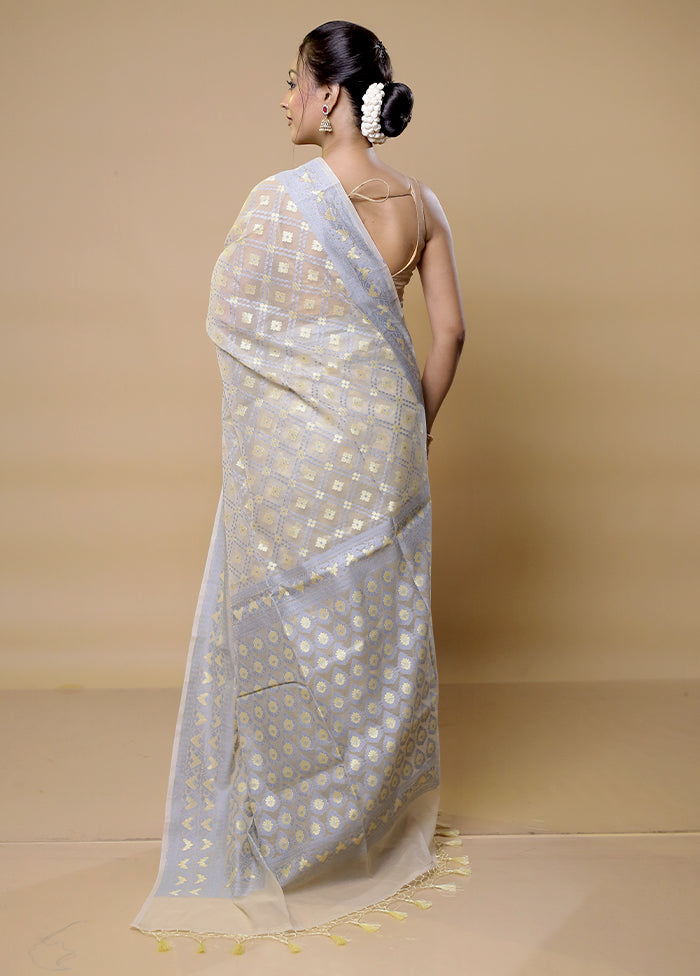 White Pure Cotton Saree With Blouse Piece