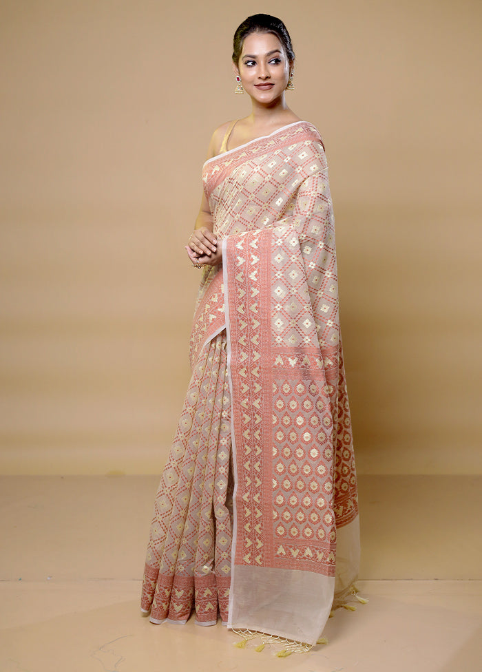 White Pure Cotton Saree With Blouse Piece