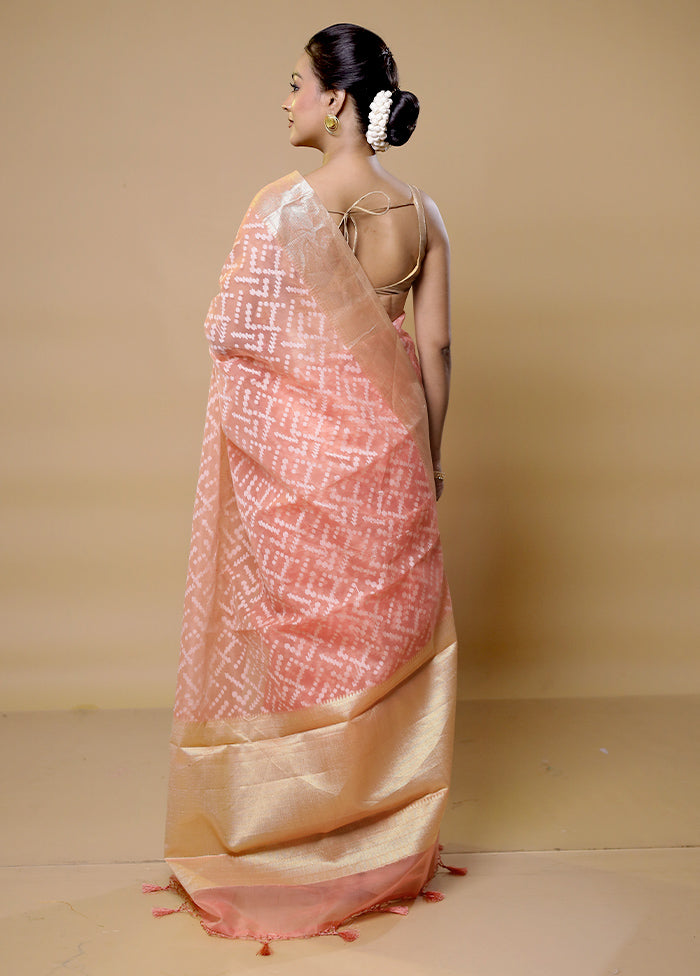 Pink Organza Saree With Blouse Piece