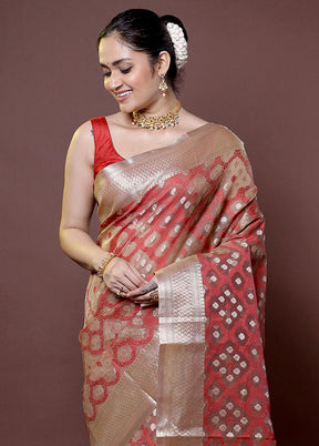 Red Organza Saree With Blouse Piece