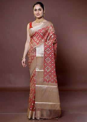 Red Organza Saree With Blouse Piece