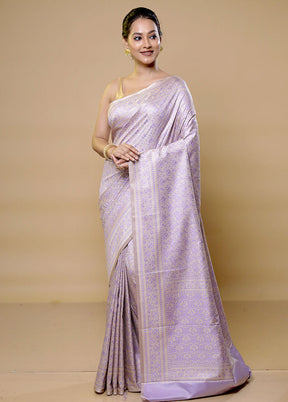 Purple Jamewar Silk Saree With Blouse Piece