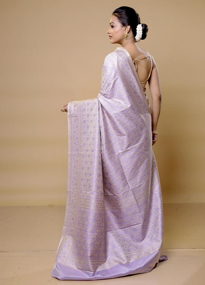 Purple Jamewar Silk Saree With Blouse Piece