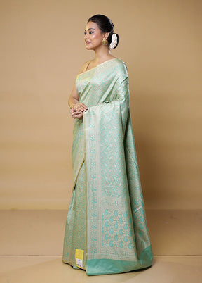 Green Jamewar Silk Saree With Blouse Piece