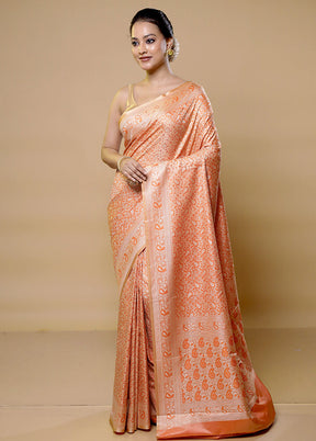 Orange Jamewar Silk Saree With Blouse Piece