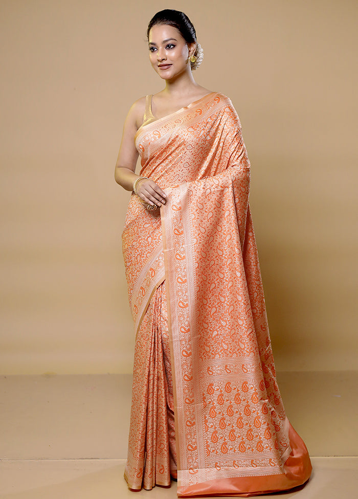 Orange Jamewar Silk Saree With Blouse Piece