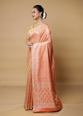 Orange Jamewar Silk Saree With Blouse Piece