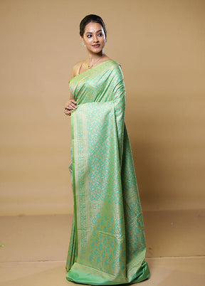 Green Jamewar Silk Saree With Blouse Piece