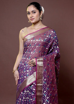 Purple Kora Silk Saree With Blouse Piece