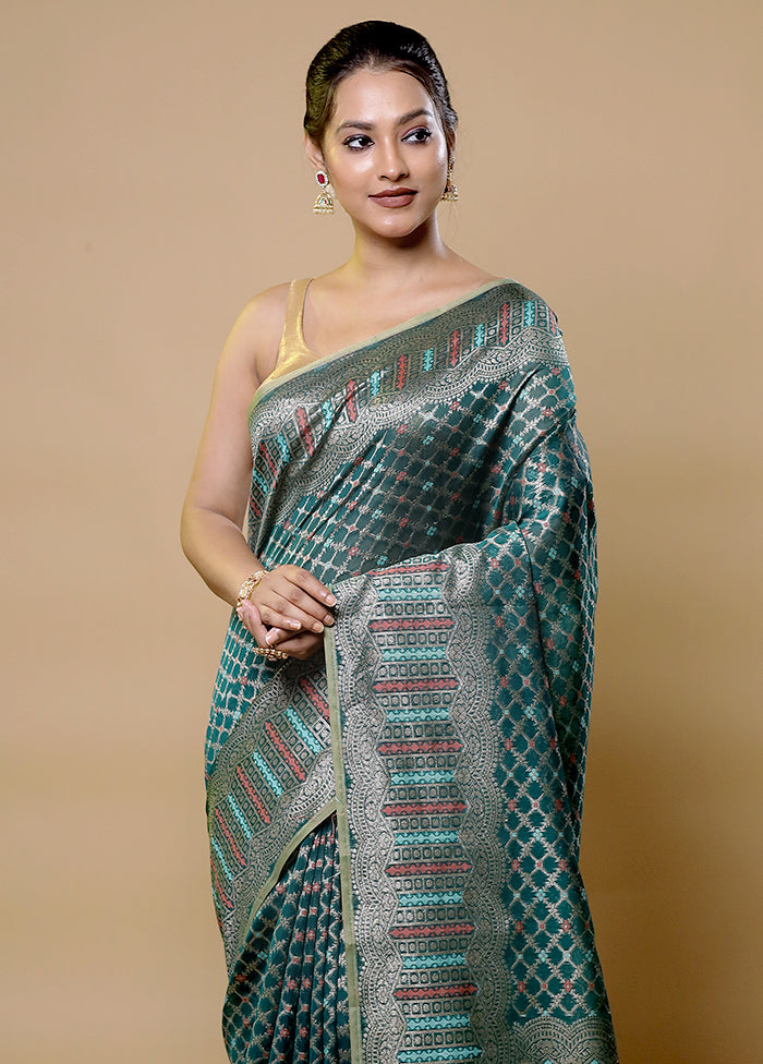 Green Kora Silk Saree With Blouse Piece