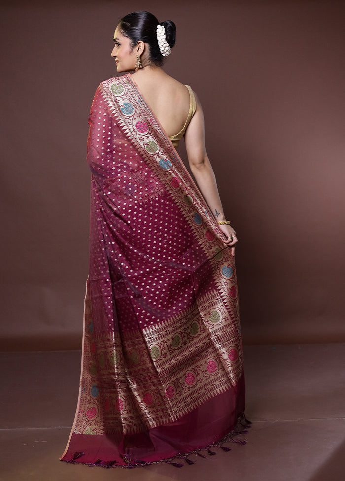 Pink Kora Silk Saree With Blouse Piece