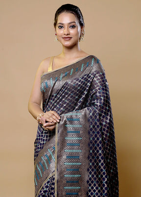 Blue Kora Silk Saree With Blouse Piece