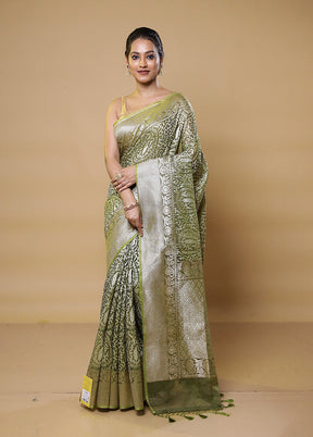 Green Kora Silk Saree With Blouse Piece