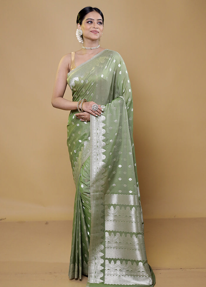 Green Kora Silk Saree With Blouse Piece