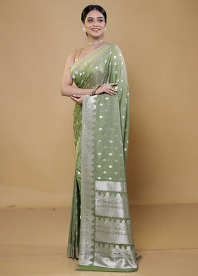 Green Kora Silk Saree With Blouse Piece