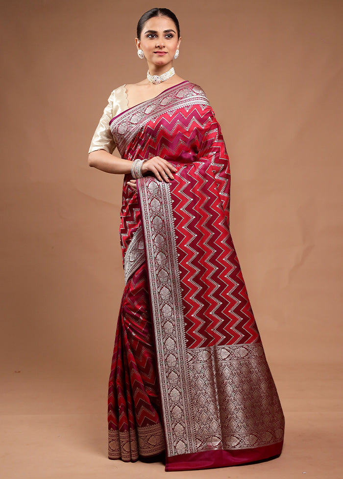 Pink Katan Silk Saree With Blouse Piece