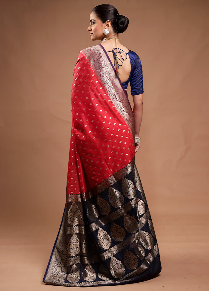 Red Katan Silk Saree With Blouse Piece