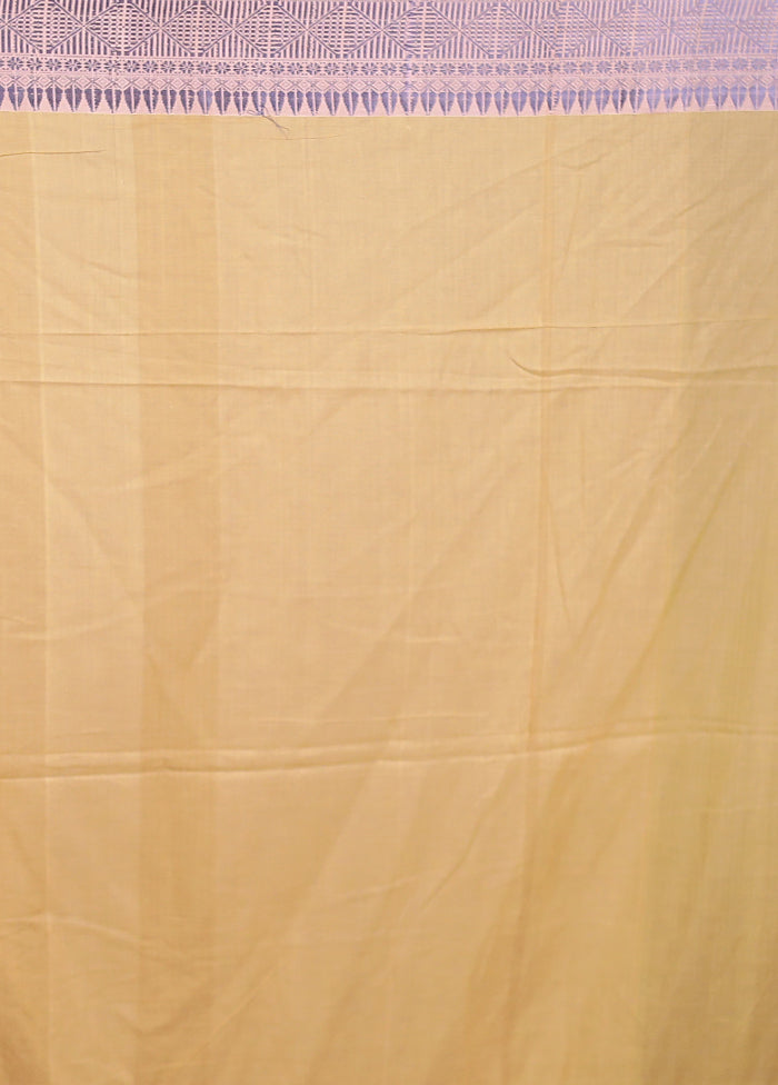 Cream Khadi Cotton Saree With Blouse Piece