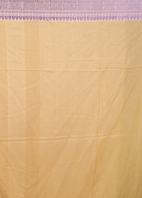 Cream Khadi Cotton Saree With Blouse Piece