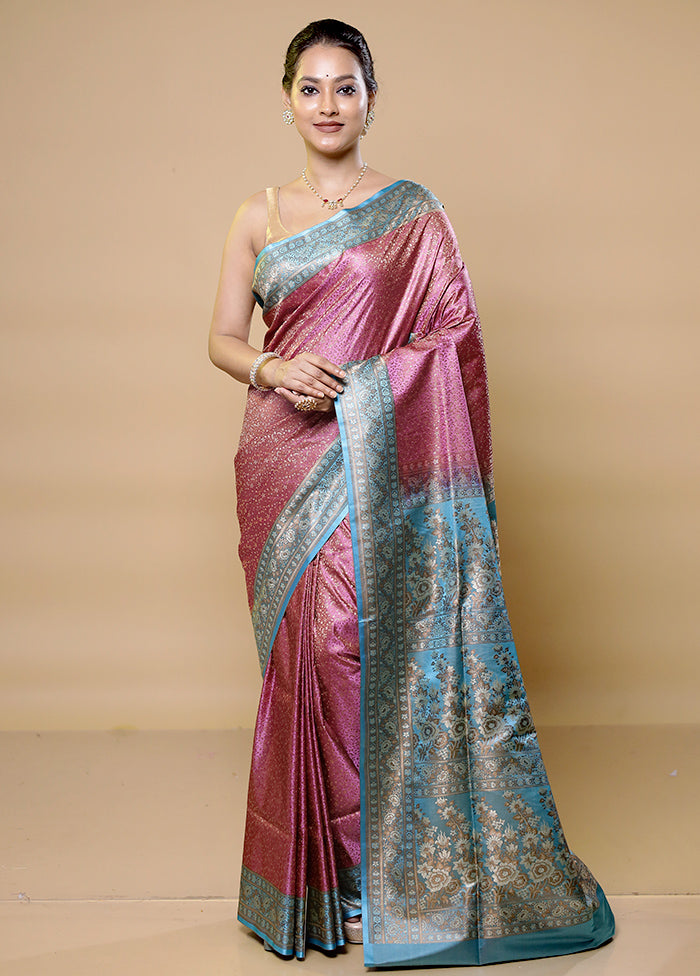 Pink Tanchoi Silk Saree With Blouse Piece