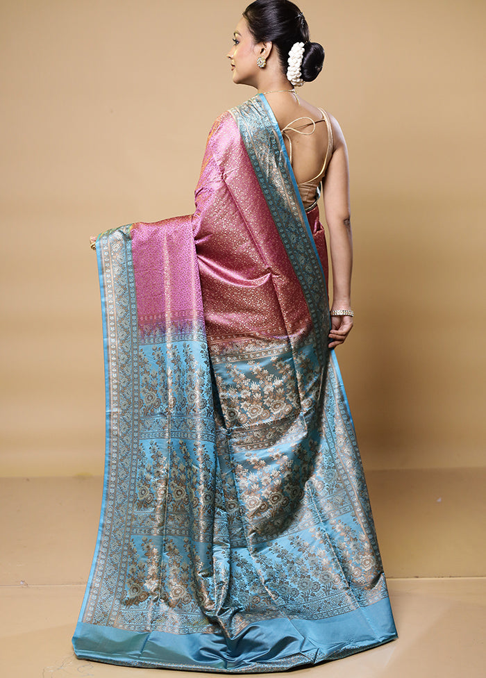 Pink Tanchoi Silk Saree With Blouse Piece