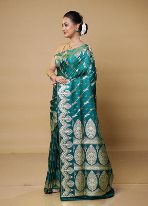 Green Banarasi Silk Saree With Blouse Piece