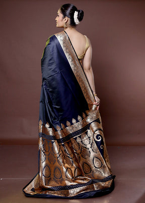 Black Banarasi Silk Saree With Blouse Piece