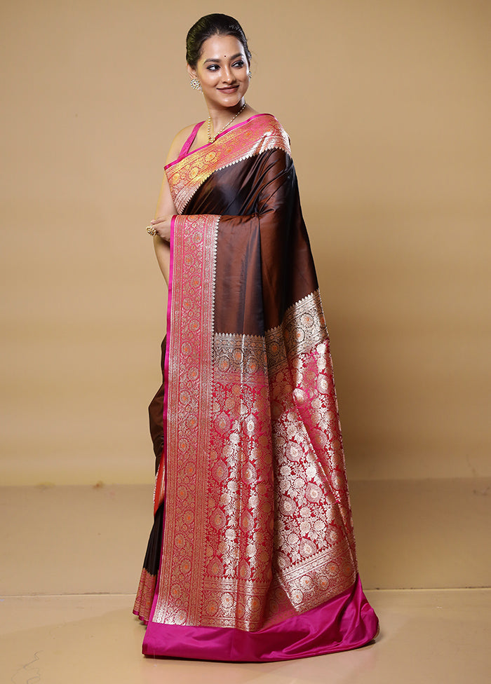 Maroon Banarasi Silk Saree With Blouse Piece