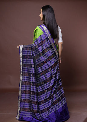 Green Handloom Bomkai Pure Silk Saree With Blouse Piece