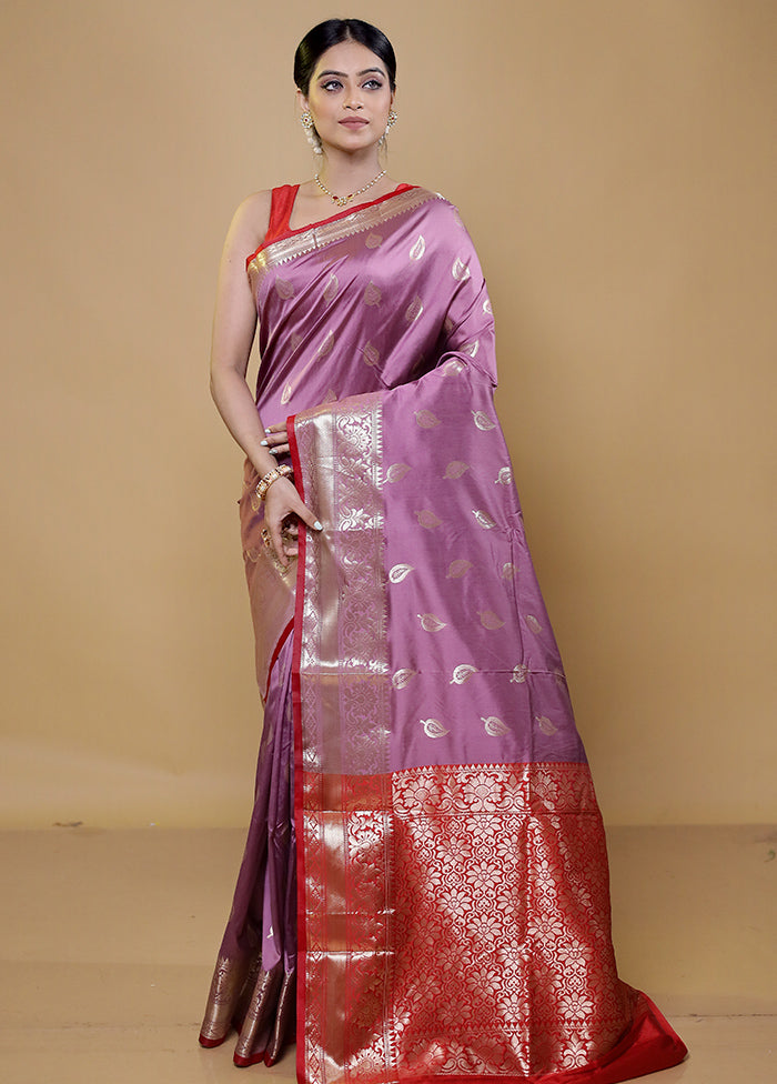 Purple Katan Silk Saree With Blouse Piece