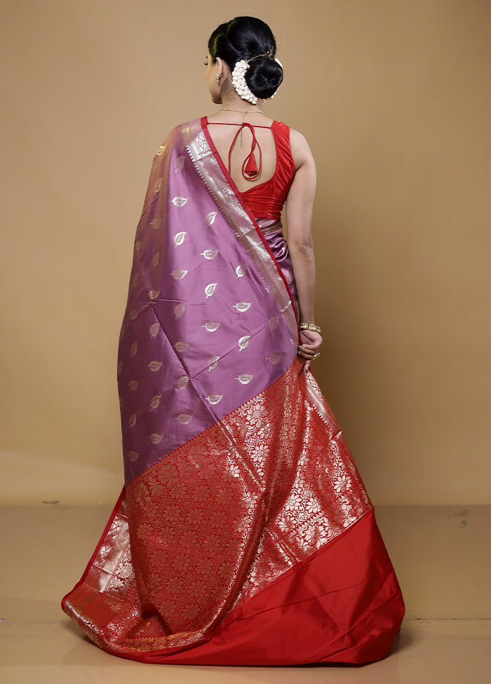 Purple Katan Silk Saree With Blouse Piece