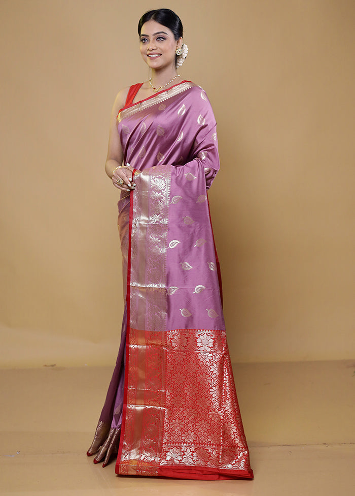 Purple Katan Silk Saree With Blouse Piece