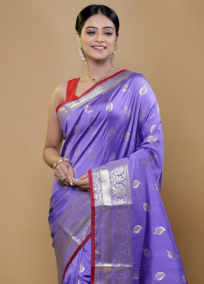 Blue Katan Silk Saree With Blouse Piece