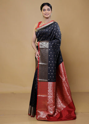 Black Katan Silk Saree With Blouse Piece