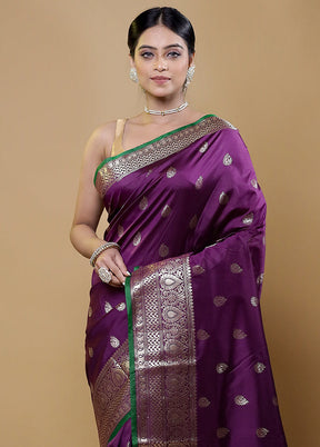 Purple Katan Silk Saree With Blouse Piece